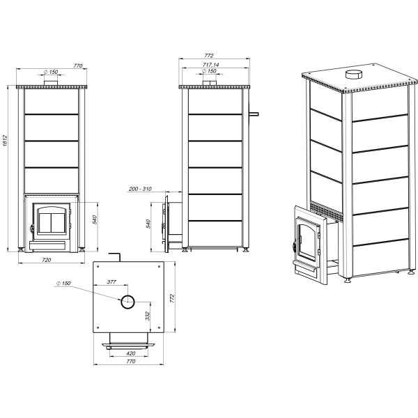 Печь для бани PKLV-50-6 T Печь для бани PKLV-50-6 T