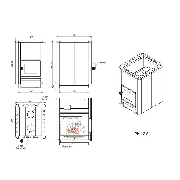 Печь для бани PK-12 S anthracite