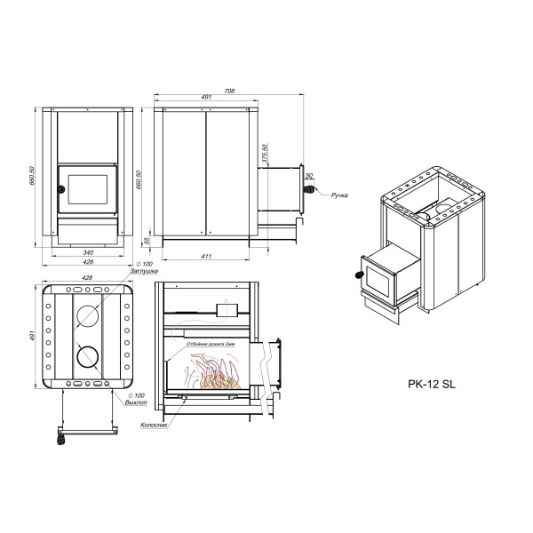 Печь для бани PK-12 SL anthracite