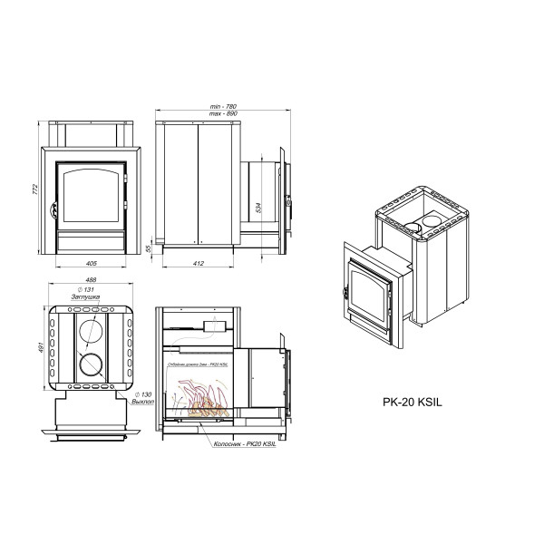 Печь для бани PK-20 KSIL anthracite Печь для бани PK-20 KSIL anthracite