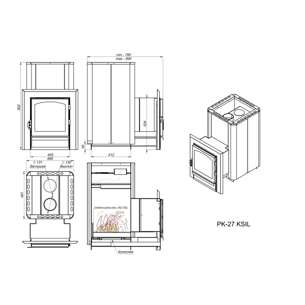 Печь для бани PK-27 KSIL anthracite