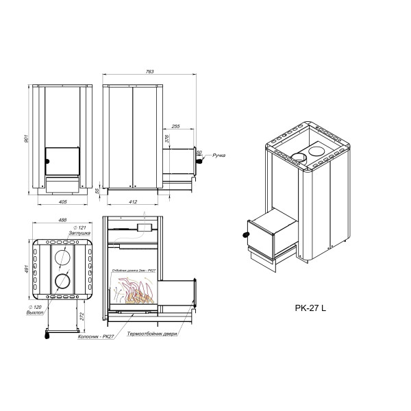 Печь для бани PK-27 L anthracite