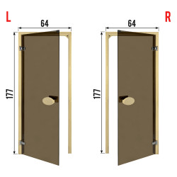 Двери для сауны PAL 64*177 см бронза 6 мм