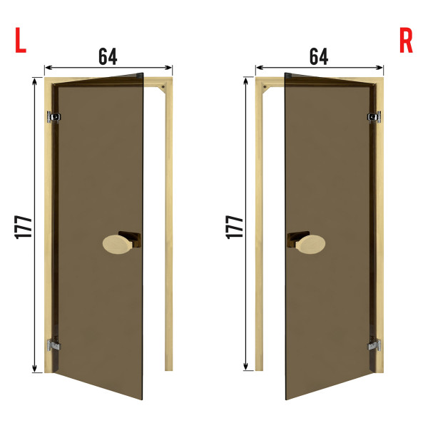 Двери для сауны PAL 64*177 см бронза 6 мм