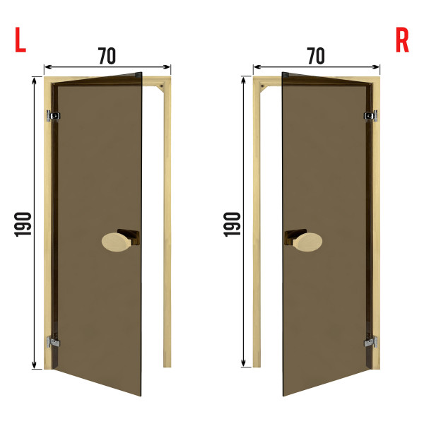 Двери для сауны PAL 70*190 см бронза 8 мм