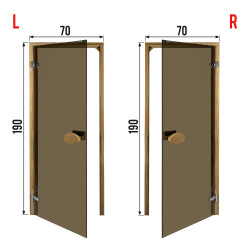 Двери для сауны PAL 70*190 см бронза 8 мм термокоробка
