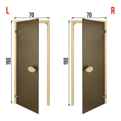 Двери для сауны PAL 70*190 см матовая бронза 8 мм