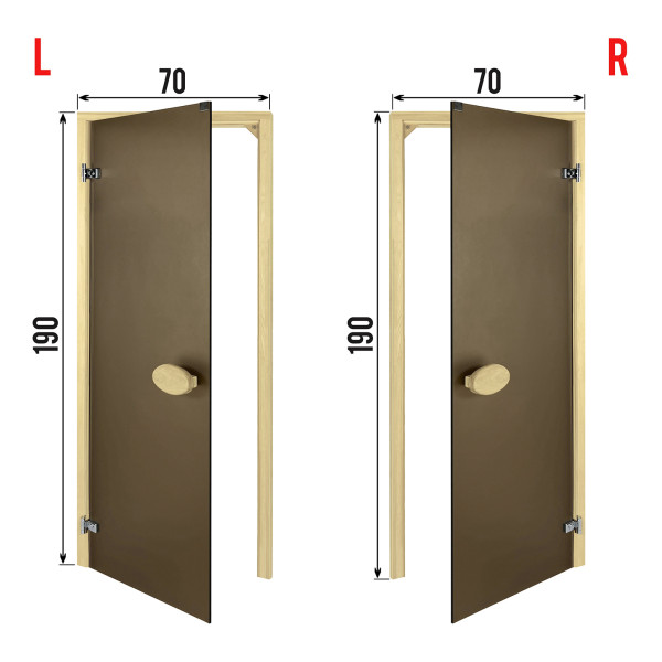 Двери для сауны PAL 70*190 см матовая бронза 8 мм
