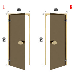 Двери для сауны PAL 80*190 см бронза 8 мм