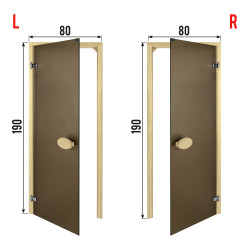 Двери для сауны PAL 80*190 см матовая бронза 8 мм