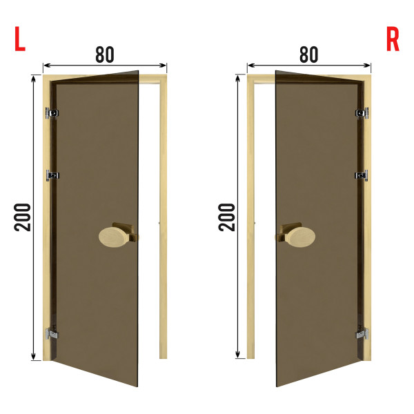 Двери для сауны PAL 80*200 см бронза 8 мм
