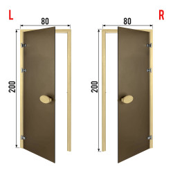 Двери для сауны PAL 80*200 см матовая бронза 8 мм