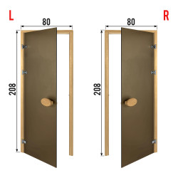 Двери для сауны PAL 80*208 см матовая бронза 8 мм ясень