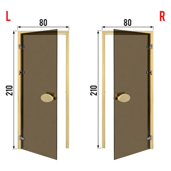 Двери для сауны PAL 80*210 см бронза 8 мм