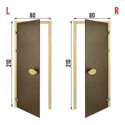 Двери для сауны PAL 80*210 см матовая бронза 8 мм