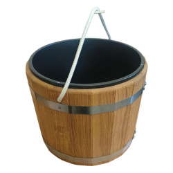 Ведро для сауны 16 л с пластиковой вставкой, дуб