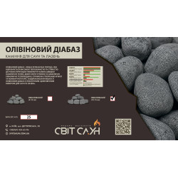 Камни для сауны Оливиновый Диабаз обвалованные 10-15 см / 25 кг