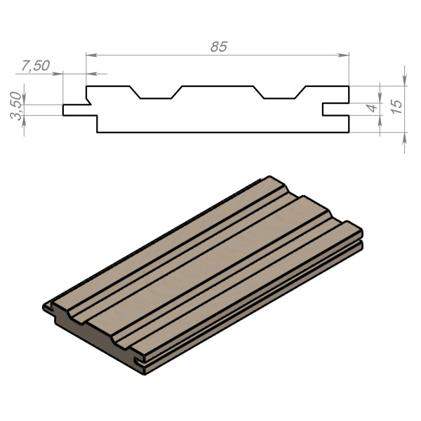 Вагонка кедр канадский высший сорт, 85х15 мм