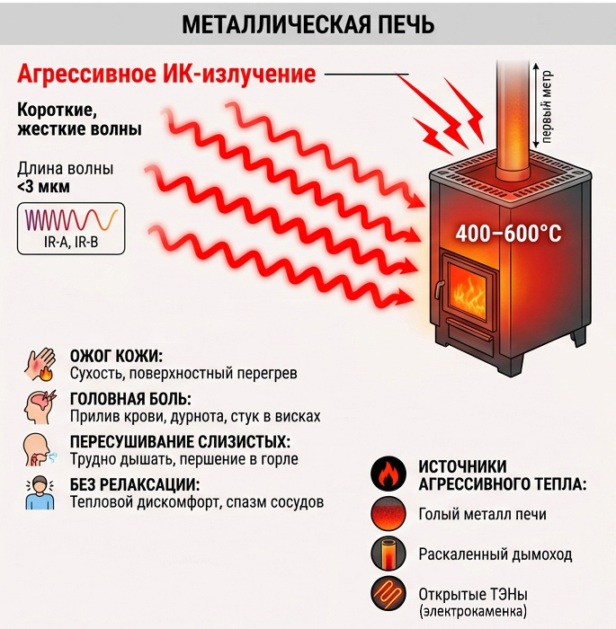 металлическая печь без облицовки