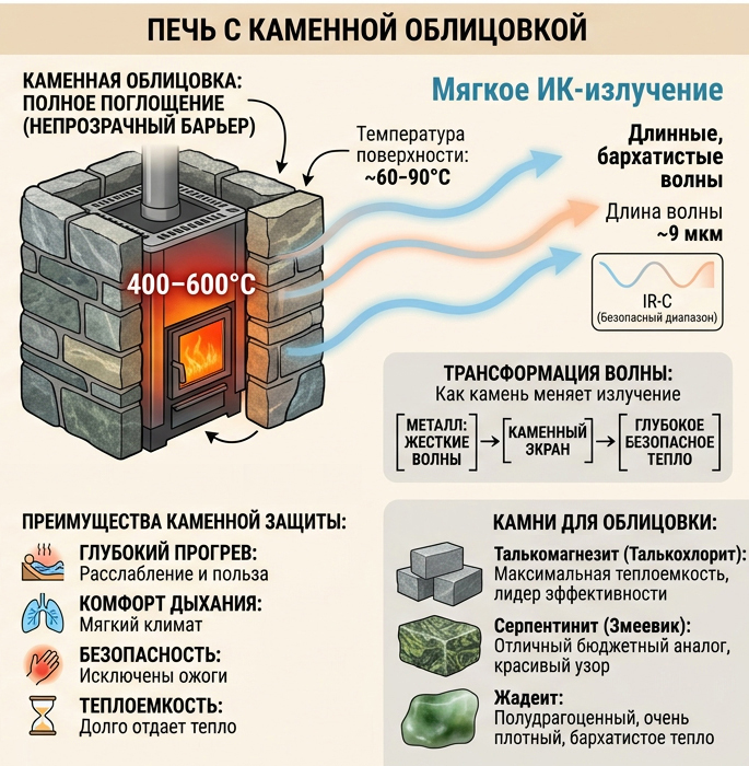печь с каменной облицовкой